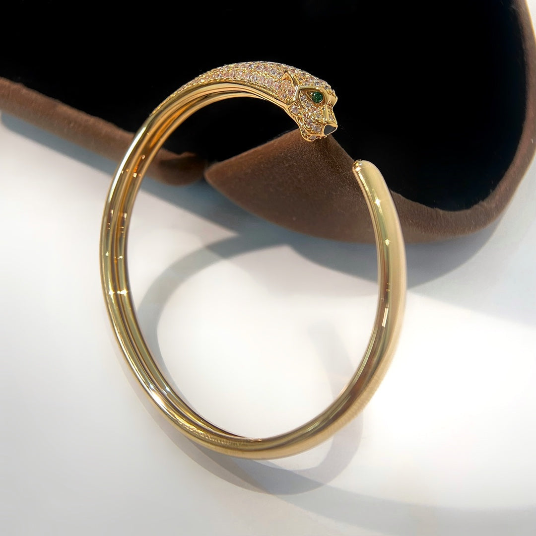 [Select]PANTHERE GOLD DIAMOND OPEN BRACELET