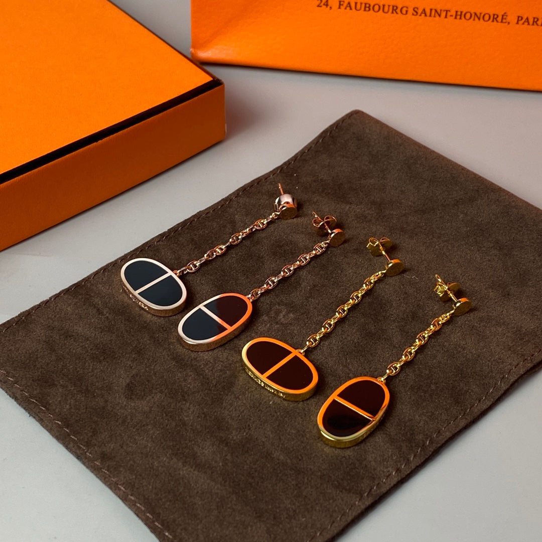 [Select]CHAINE VERSO BLACK CERAMIC EARRINGS