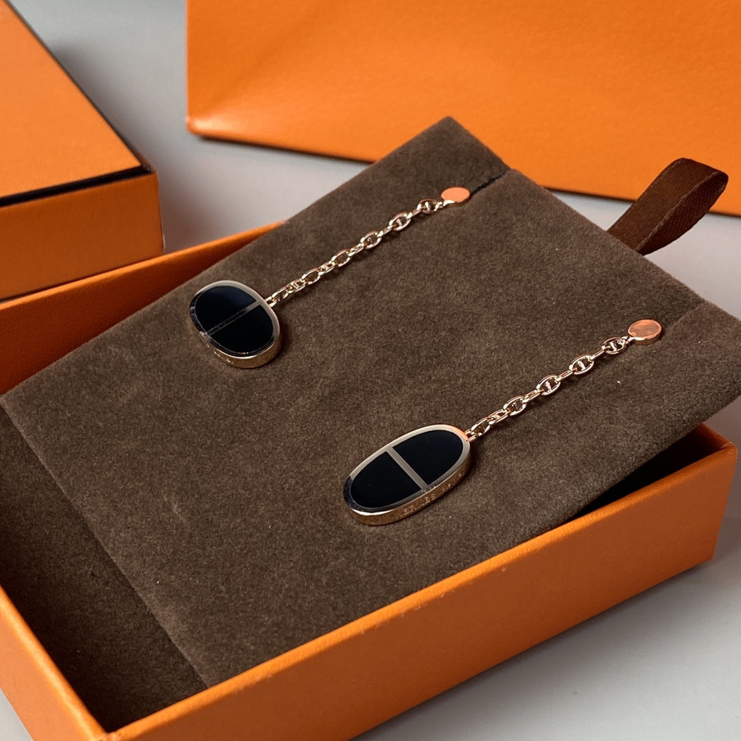 [Select]CHAINE VERSO BLACK CERAMIC EARRINGS