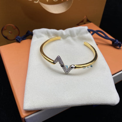 [Select]VOLTE UPSITE DOWN DIAMOND GOLD OPEN BRACELET