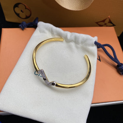 [Select]VOLTE UPSITE DOWN DIAMOND GOLD OPEN BRACELET