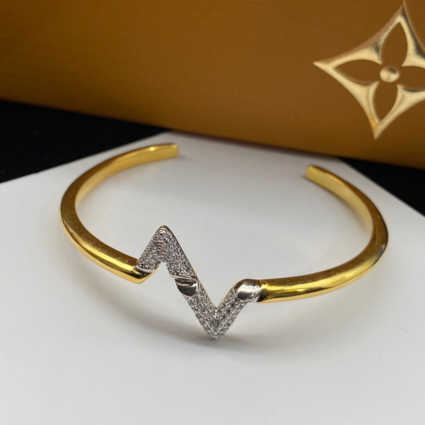 [Select]VOLTE UPSITE DOWN DIAMOND GOLD OPEN BRACELET