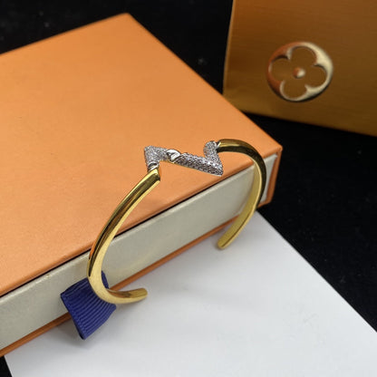 [Select]VOLTE UPSITE DOWN DIAMOND GOLD OPEN BRACELET