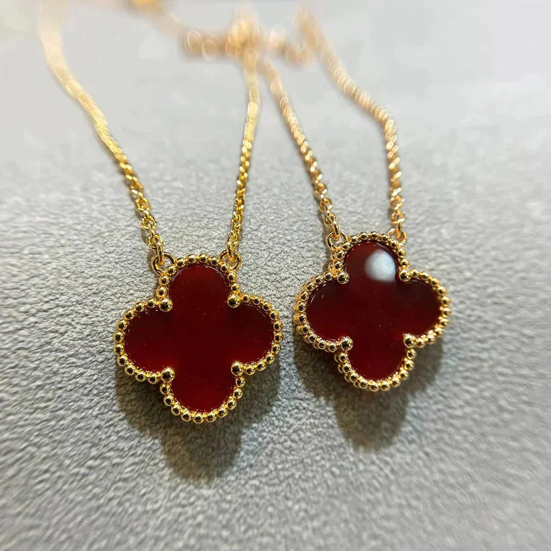 [Select]CLOVER 15MM CARNELIAN SINGLE FLOWER NECKLACE