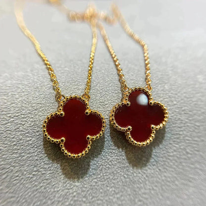[Select]CLOVER 15MM CARNELIAN SINGLE FLOWER NECKLACE
