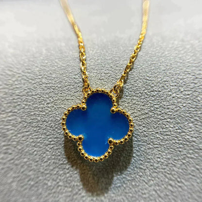 [Select]CLOVER 15MM BLUE AGATE NECKLACE