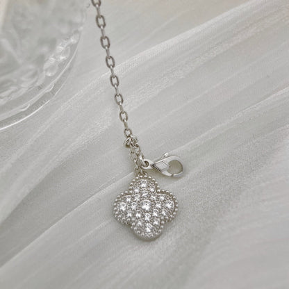 [Select]CLOVER 5 MOTIFS SILVER DIAMONDS NECKLACE