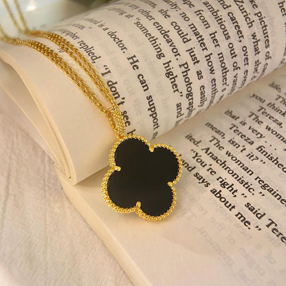 [Select]CLOVER 25MM NECKLACE GOLD ONYX