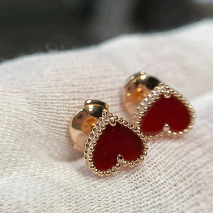 [Select]HEART CARNELIAN STUD EARRINGS
