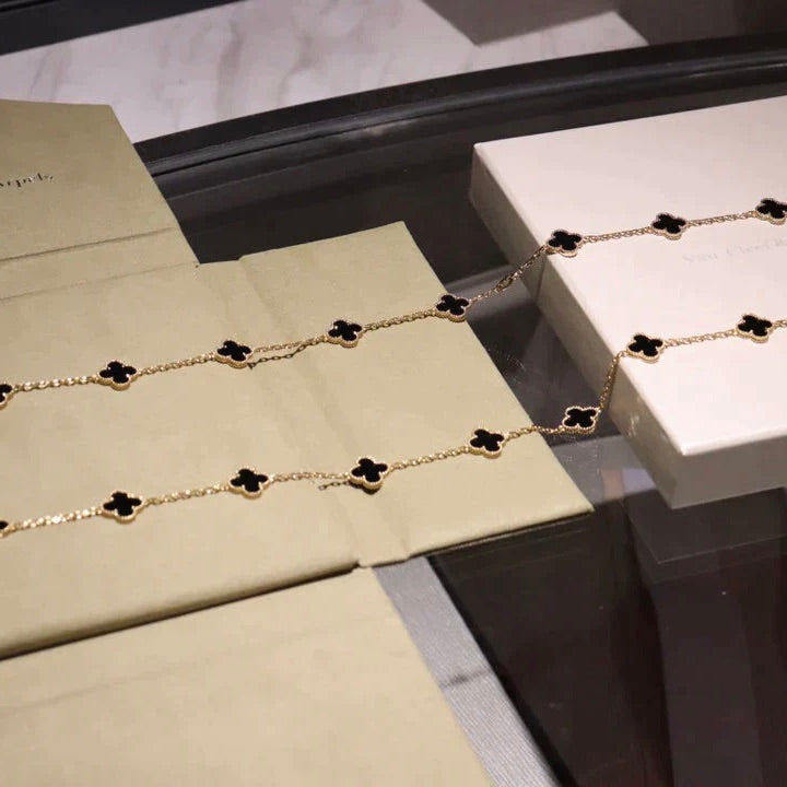 [Select]CLOVER 20 MOTIFS ONYX NECKLACE
