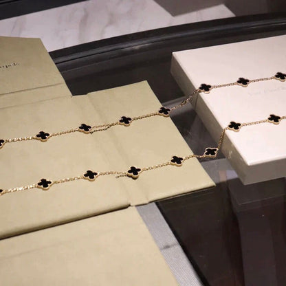 [Select]CLOVER 20 MOTIFS ONYX NECKLACE