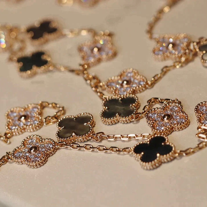 [Select]CLOVER 20 MOTIFS DARK MOP DIAMOND  NECKLACE