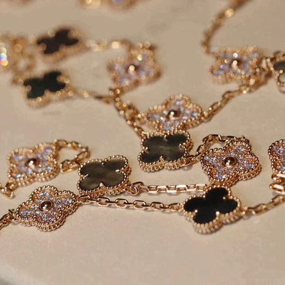 [Select]CLOVER 20 MOTIFS DARK MOP DIAMOND  NECKLACE