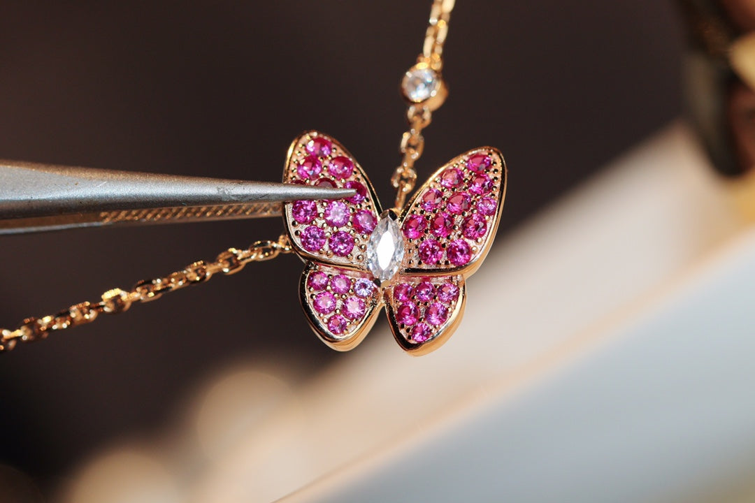 [Select]BUTTERFLY RED DIAMOND Select GOLD NECKLACE