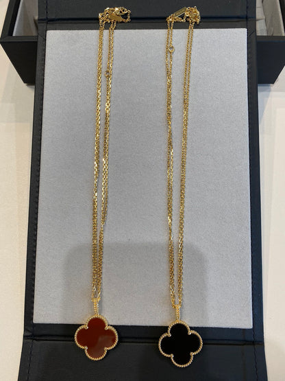 [Select]CLOVER 25MM NECKLACE GOLD CARNELIAN