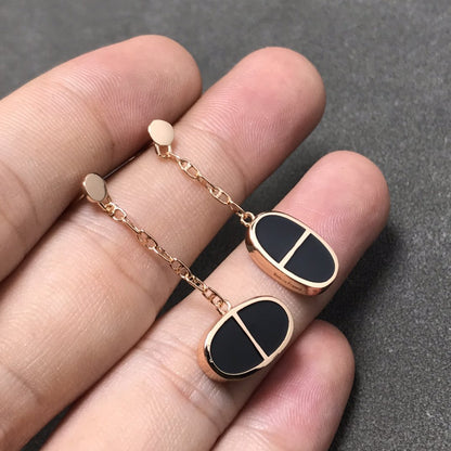 [Select]CHAINE VERSO BLACK CERAMIC SILVER EARRINGS