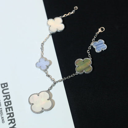 [Select]CLOVER BRACELET 5 MOTIFS MOP CHALCEDONY SILVER