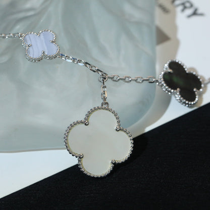 [Select]CLOVER BRACELET 5 MOTIFS MOP CHALCEDONY SILVER