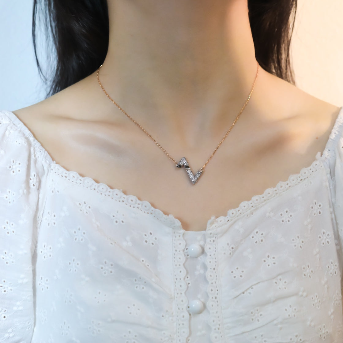 [Select]VOLT SILVER DIAMOND PEDANT NECKLACE