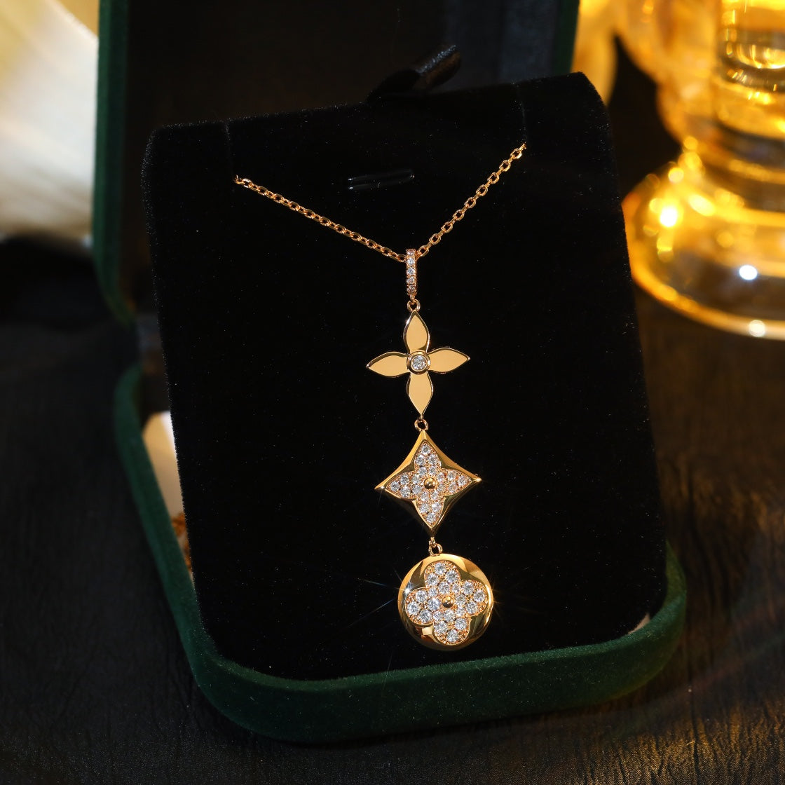 [Select]STAR AND SUN DIAMOND PINK GOLD NECKLACE