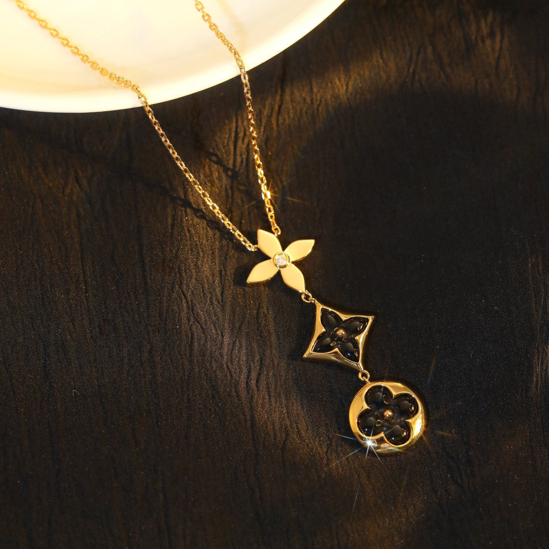 [Select]STAR AND SUN ONYX PINK GOLD NECKLACE