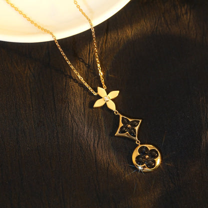 [Select]STAR AND SUN ONYX PINK GOLD NECKLACE