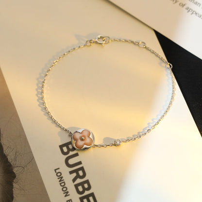 [Select]SUN MOTIF PINK MOP SILVER BRACELET