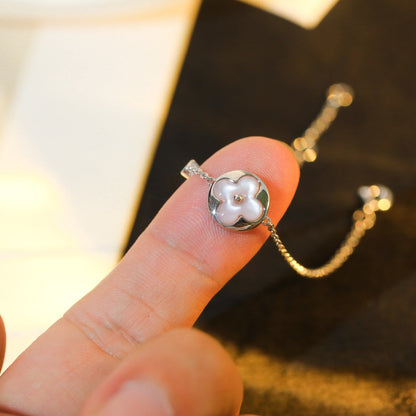 [Select]SUN MOTIF PINK MOP SILVER BRACELET