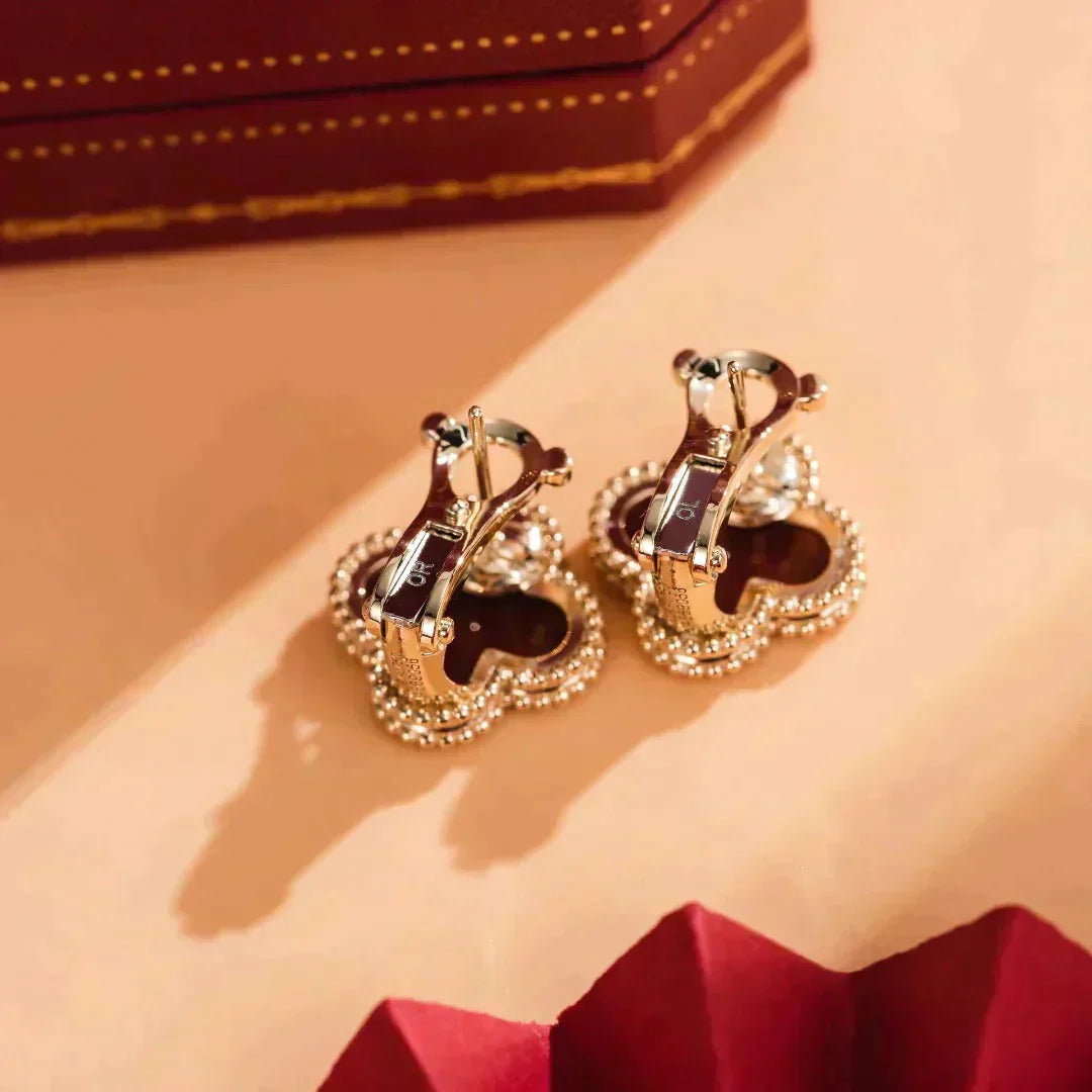 [Select]CLOVER MEDIUM 1 MOTIFS CARNELIAN  EARRINGS