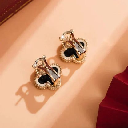 [Select]CLOVER MEDIUM 1 MOTIFS  ONYX STUD EARRINGS