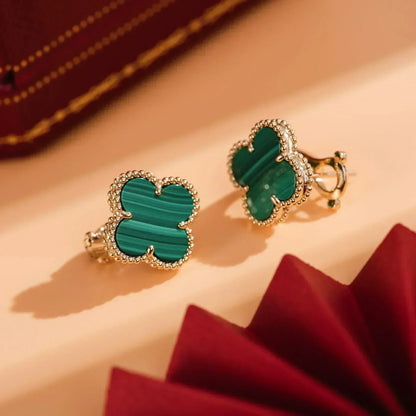 [Select]CLOVER MEDIUM 1 MOTIFS MALACHITE  EARRINGS