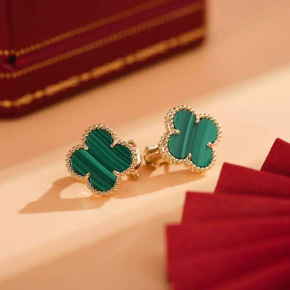[Select]CLOVER MEDIUM 1 MOTIFS MALACHITE  EARRINGS