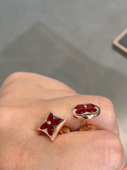 [Select]STAR AND SUN PINK GOLD CARNELIAN STUD EARRINGS