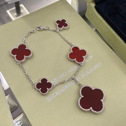 [Select]CLOVER 5 MOTIFS SIVLER CARNELIAN BRACELET