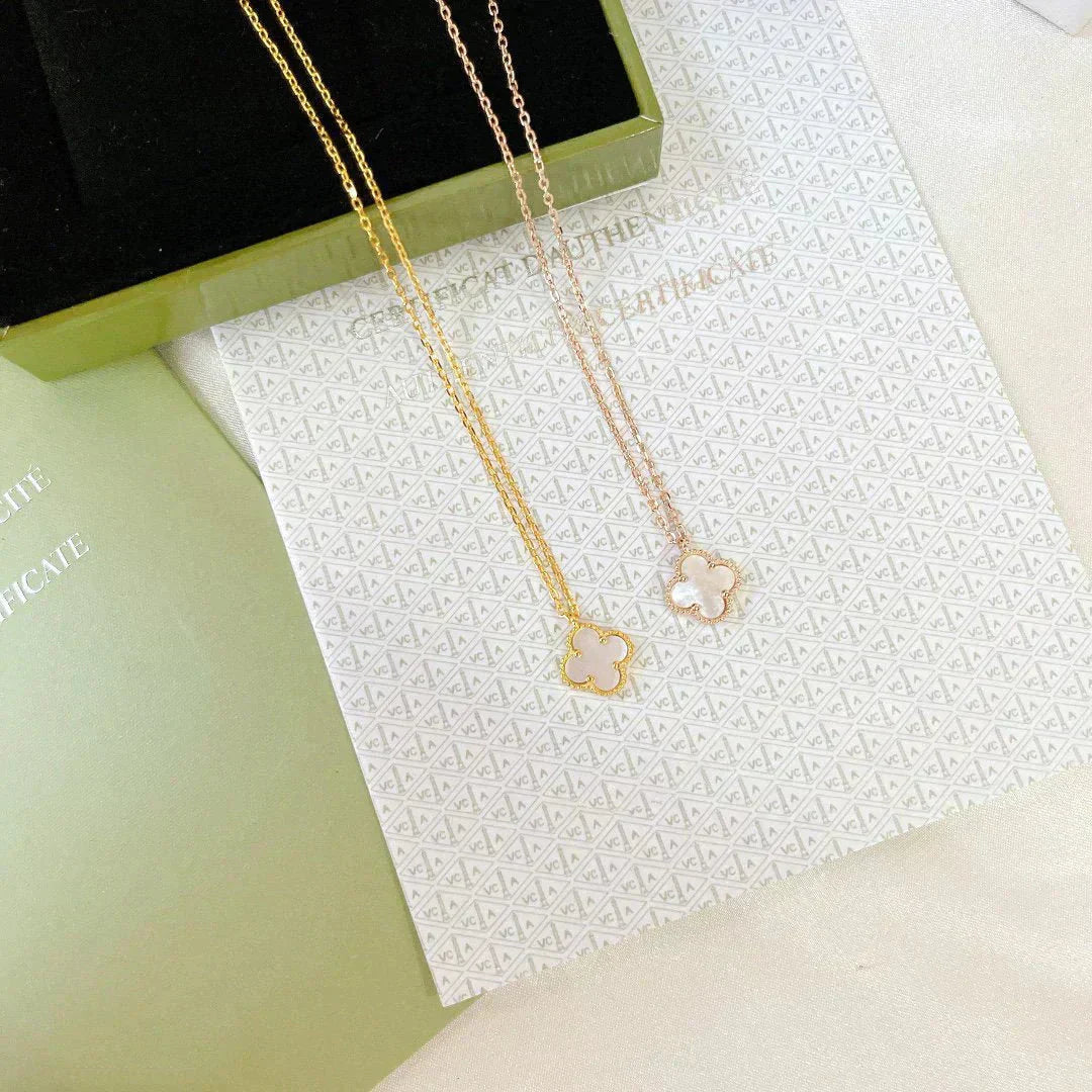 [Select]CLOVER MINI 9.5MM WHITE MOTHER-OF-PEARL NECKLACE