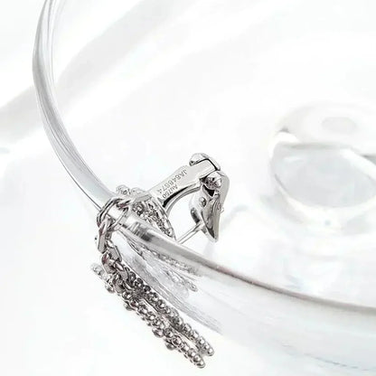[Select]CLOVER 2 MOTIFS  DIAMOND ONYX EARRINGS SILVER