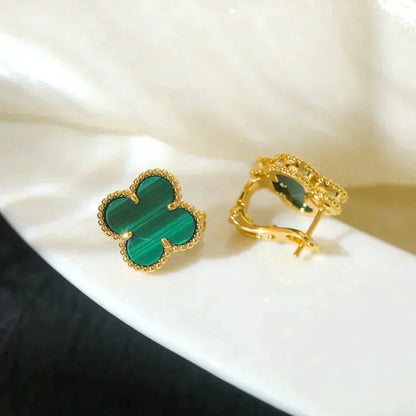 [Select]CLOVER MEDIUM 1 MOTIFS MALACHITE  EARRINGS