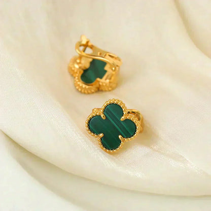 [Select]CLOVER MEDIUM 1 MOTIFS MALACHITE  EARRINGS