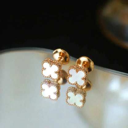 [Select]CLOVER MINI 9.5MM WHITE MOP EARRINGS