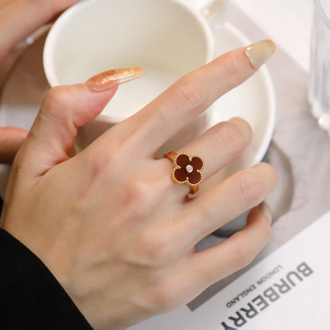 [Select]CLOVER CARNELIAN RING Select GOLD DIAMOND