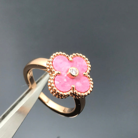 [Select]CLOVER RHODONITE Select GOLD RING