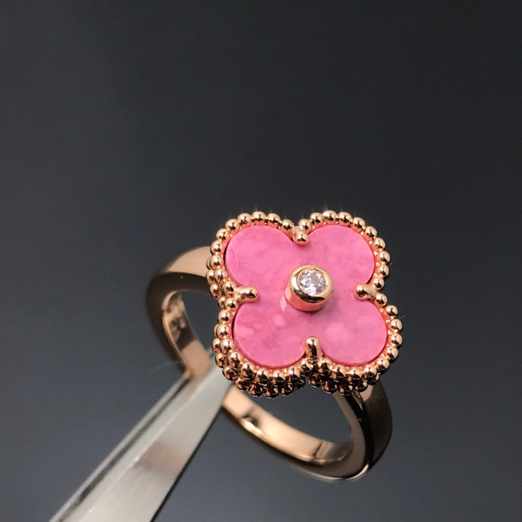 [Select]CLOVER RHODONITE Select GOLD RING
