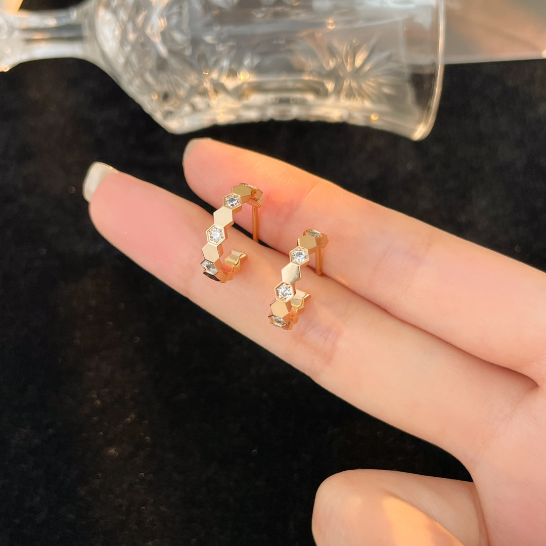 [Select]BEE LOVE DIAMOND HOOP EARRINGS
