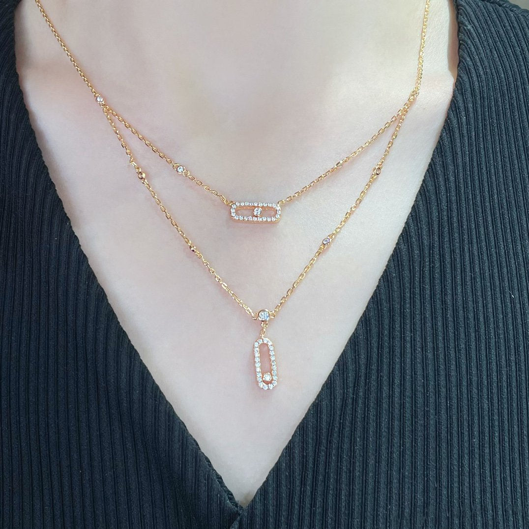 [Select]MOVE 2 ROW DIAMOND NECKLACE