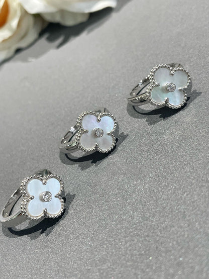 [Select]CLOVER SILVER MOP DIAMOND RING