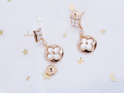 [Select]STAR AND SUN PINK GOLD MOP DROP EARRINGS