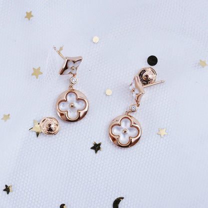 [Select]STAR AND SUN PINK GOLD MOP DROP EARRINGS