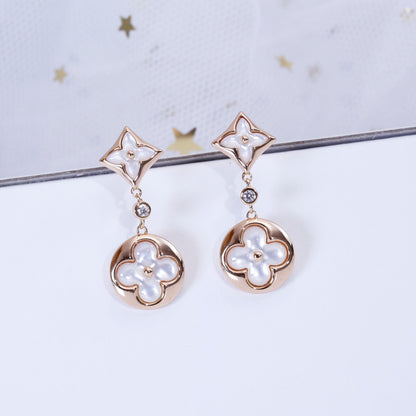 [Select]STAR AND SUN PINK GOLD MOP DROP EARRINGS