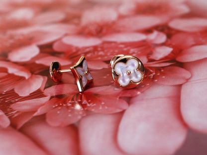 [Select]STAR AND SUN PINK GOLD MOP STUD EARRINGS