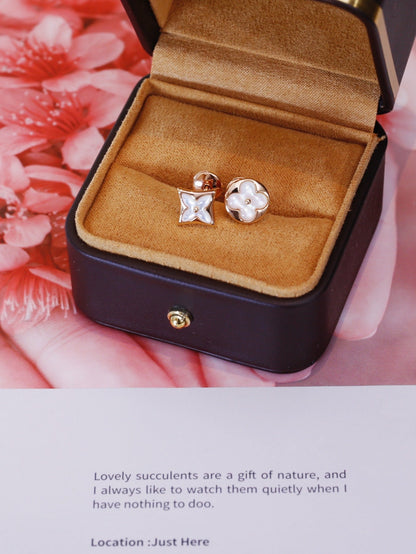 [Select]STAR AND SUN PINK GOLD MOP STUD EARRINGS